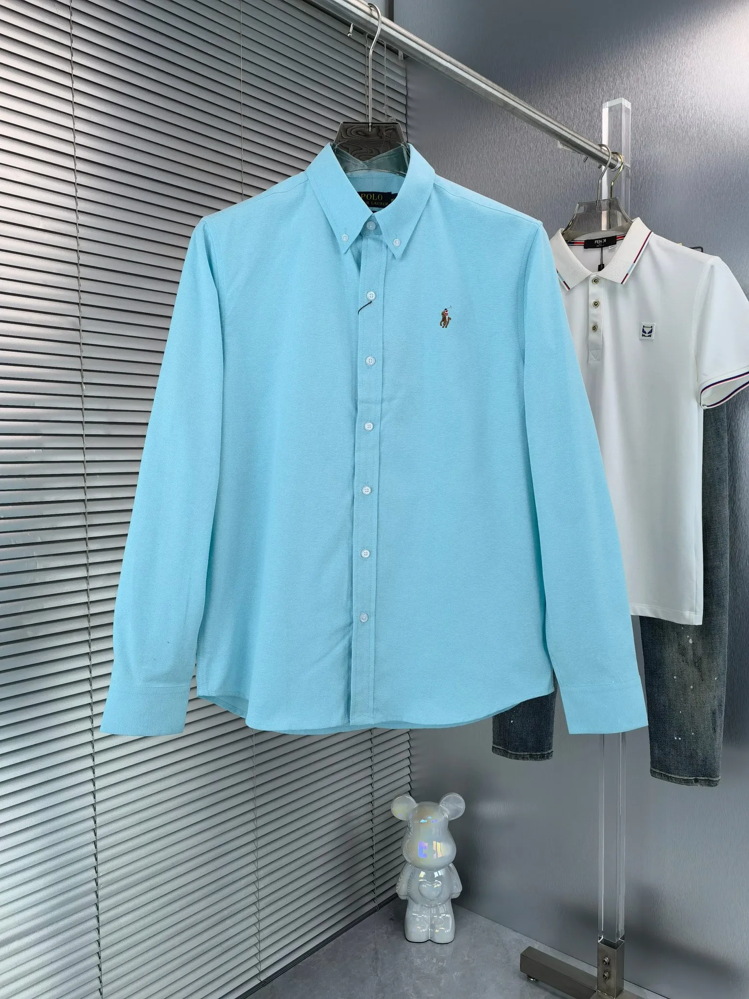 P210 🌸 (11 colors) Ralph Lauren polo long-sleeved classic popular shirt, collection picture➕detail picture❗Pure cotton Oxford fabric, the material is crisp and textured, not soft at all, and the upper body is stylish❗️❗️ Color: Picture color, Size: M---xxL